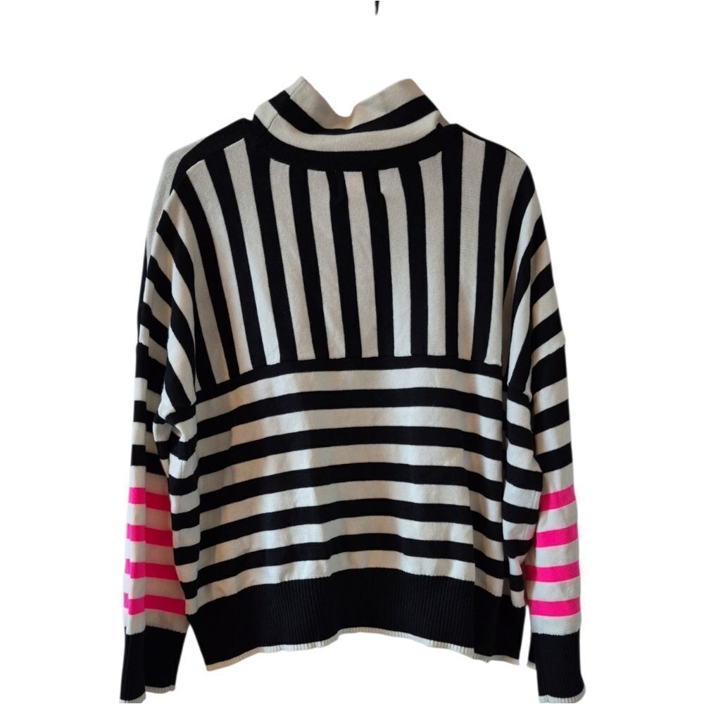 Wispr by Brodie Mockneck White Black Pink Striped Sweater XS - Picture 2 of 5